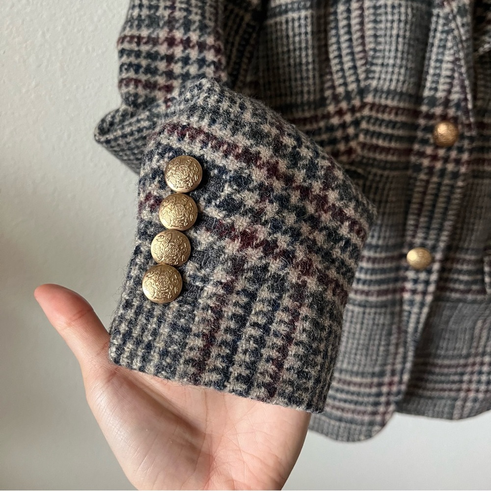 J. Crew Plaid Blazer Cream Black Schoolgirl Preppy Casual Formal Academi… - Picture 4 of 9